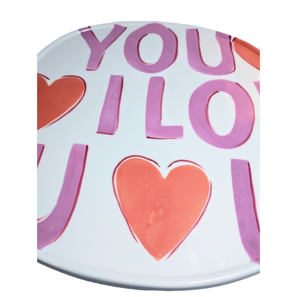 Home I Love You Valentines Day Cake Stand 11 inch Ceramic Heart Display Pedestal - Picture 6 of 10